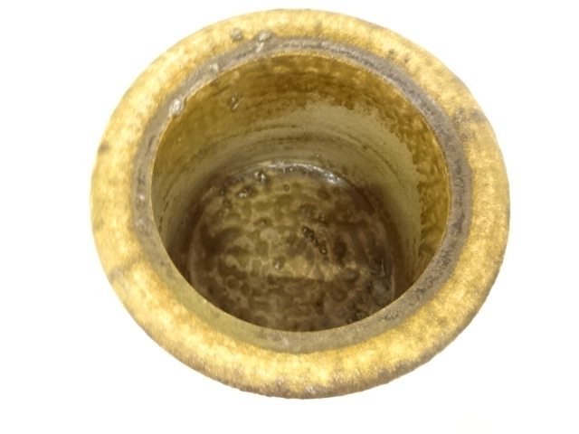  紀州焼　二代　寒川栖豊造　灰被　水指(十二代尋牛斎書付)(銘：布袋)